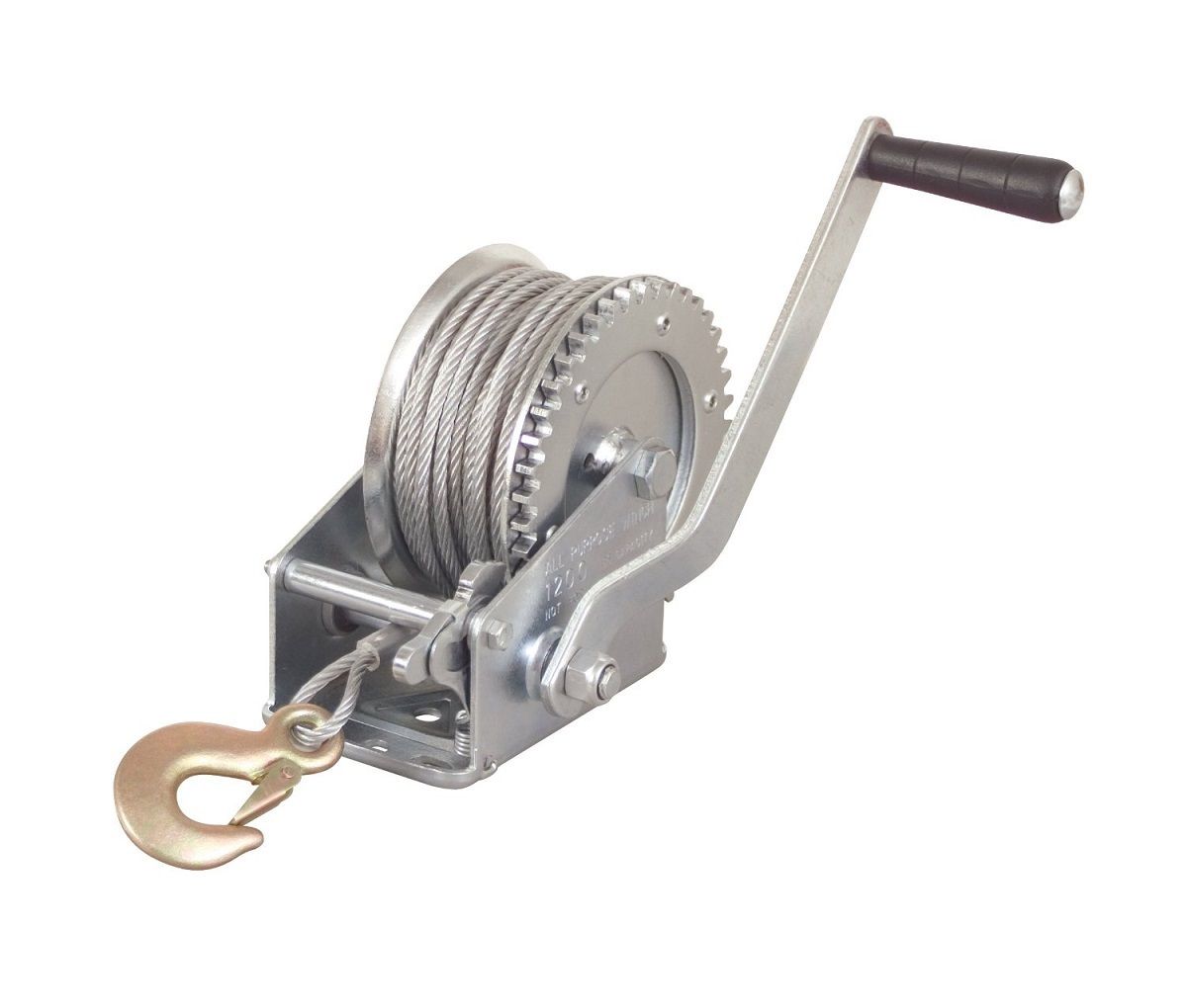 Hand Crank Cable Winch 1200lb Boat Jet Ski ATV Trailer Towing Geared