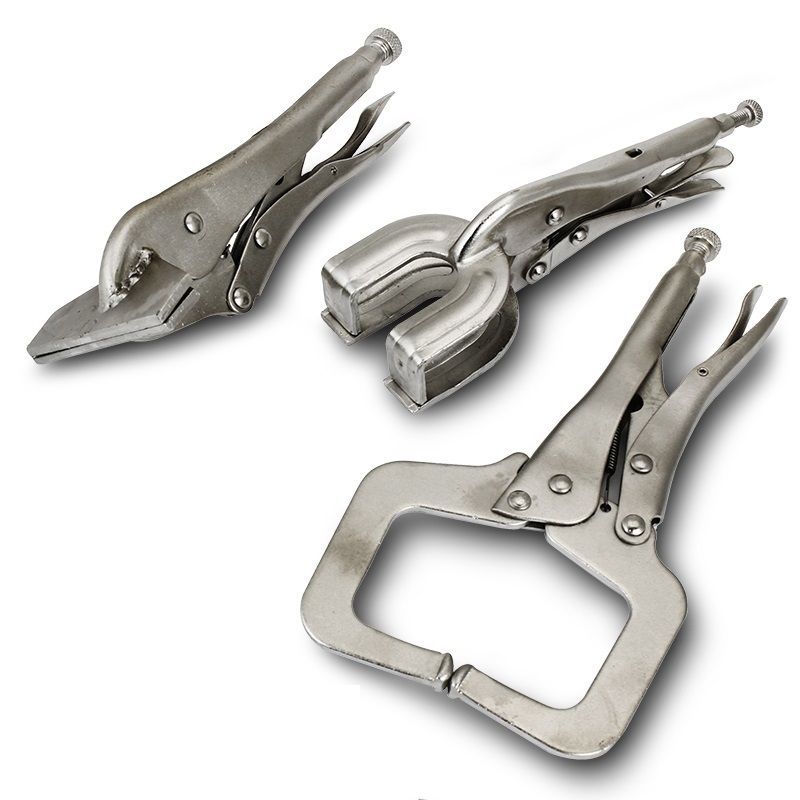 3pc Locking Grip Welding C Clamp Pliers Vise Jaws Sheet Metal 2 Prong