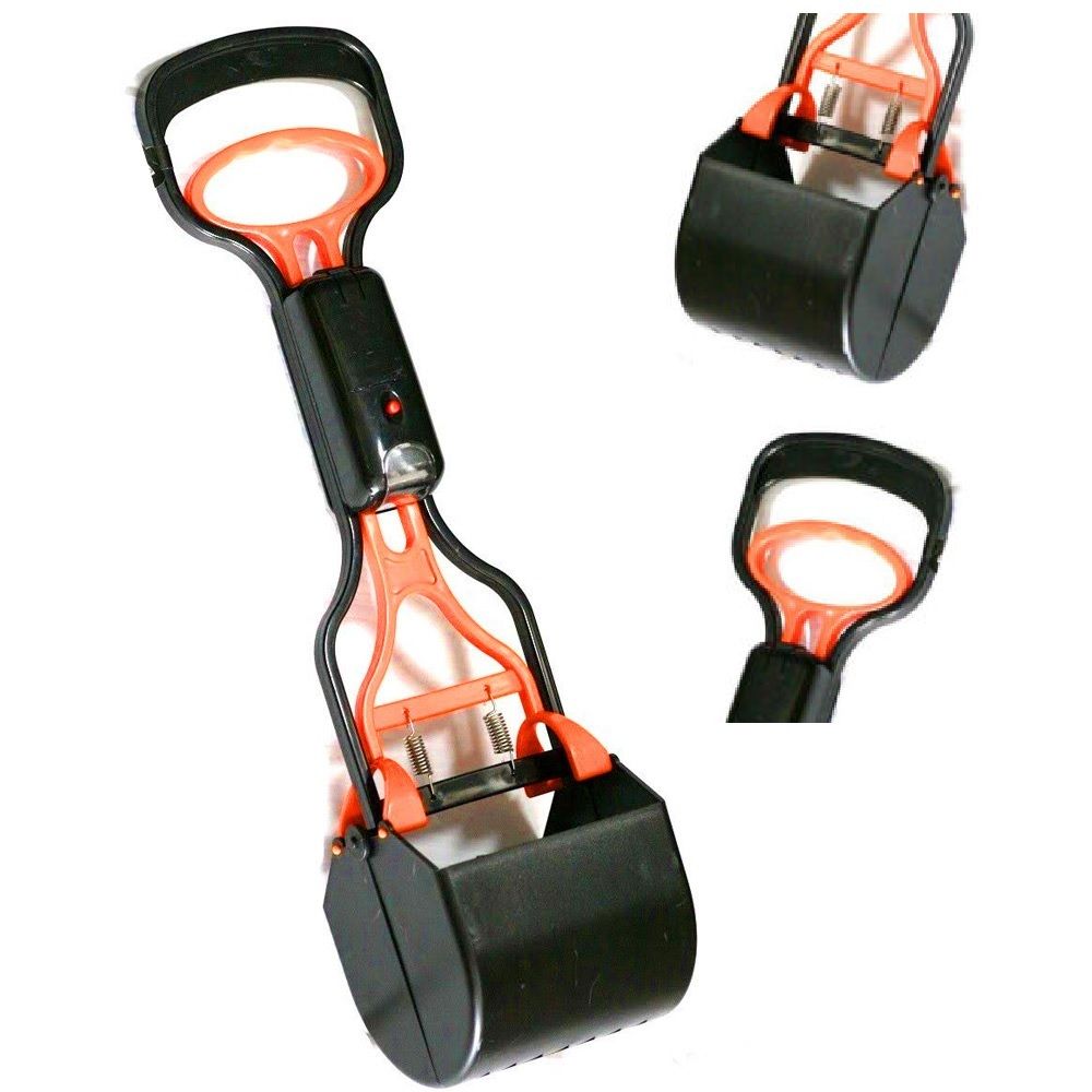 Dog Pooper Scooper Pet Waste Clean Up w/ LED Light Jaw Yard Poop Handle