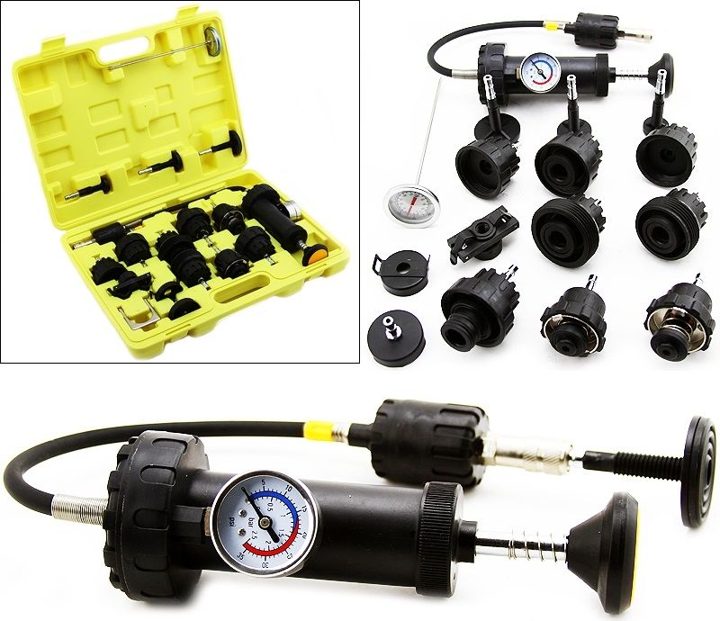 18pc Radiator Leak Pressure Tester Detector Checker Pump Kit Tool Car