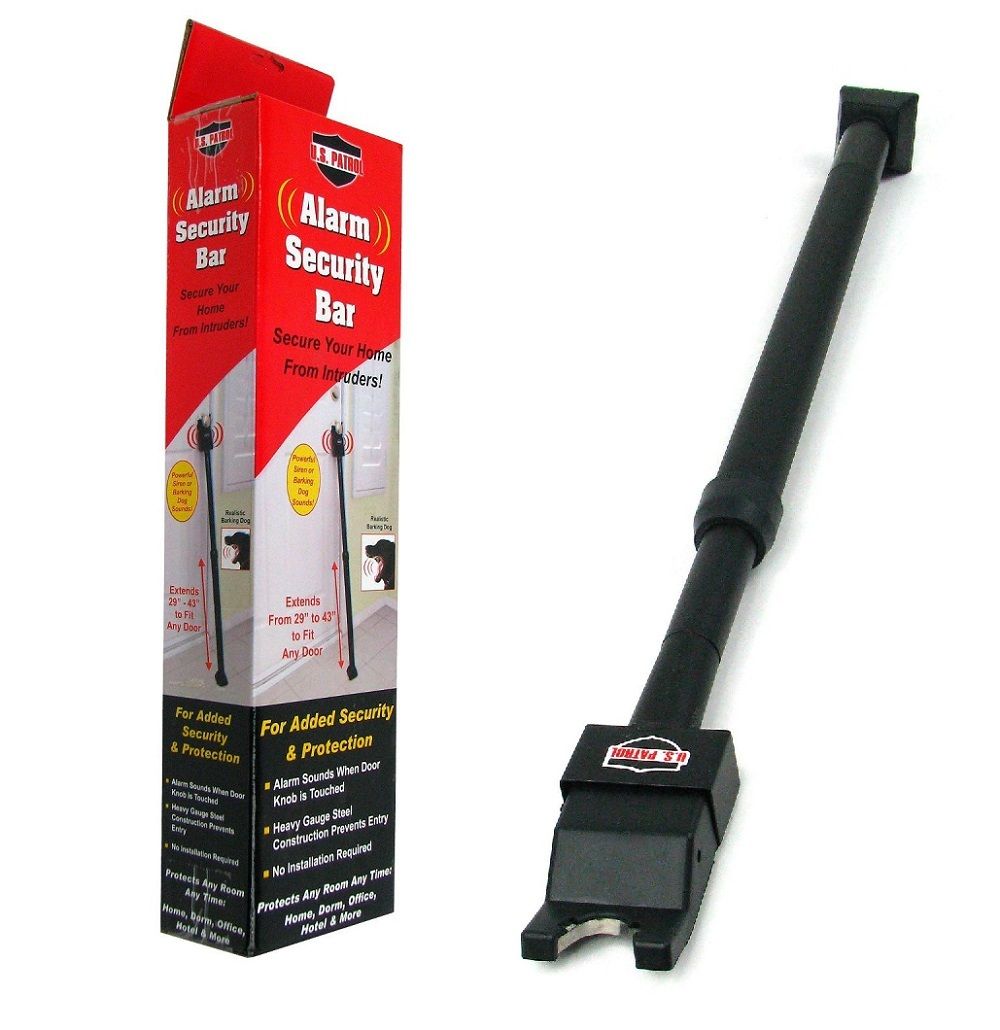 Door Security Steel Bar Alarm Sounding Brace Jam Adjustable Pole