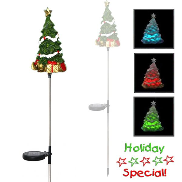 New LED Christmas Tree Solar Yardlight Garden Stake Color Changing