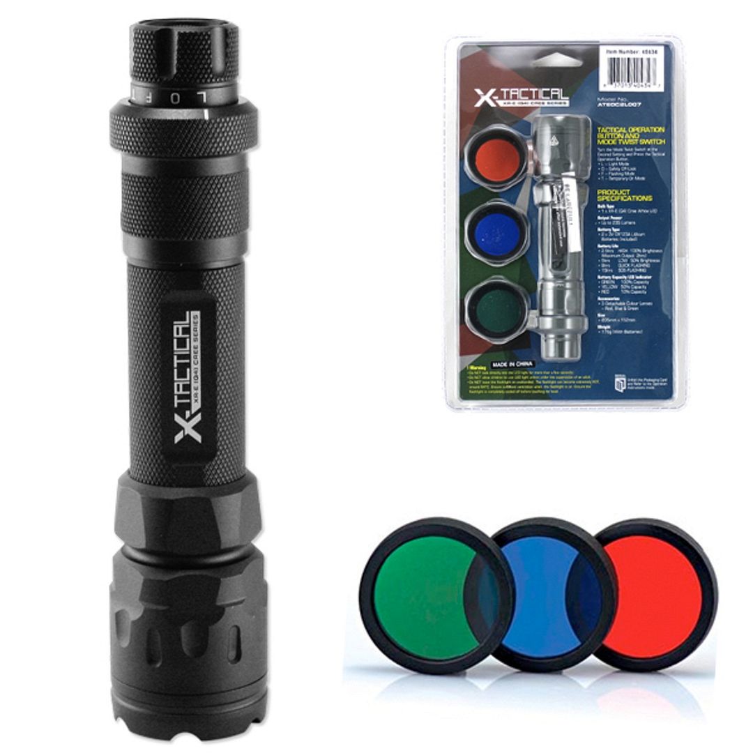 New Tactical CREE LED Hunting Flashlight 3 Color Lens Night Vision
