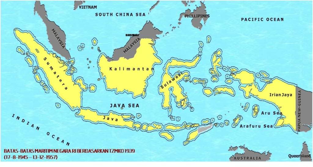 Secara praktis, ini berarti wilayah Indonesia bolong-bolong, dan pecah