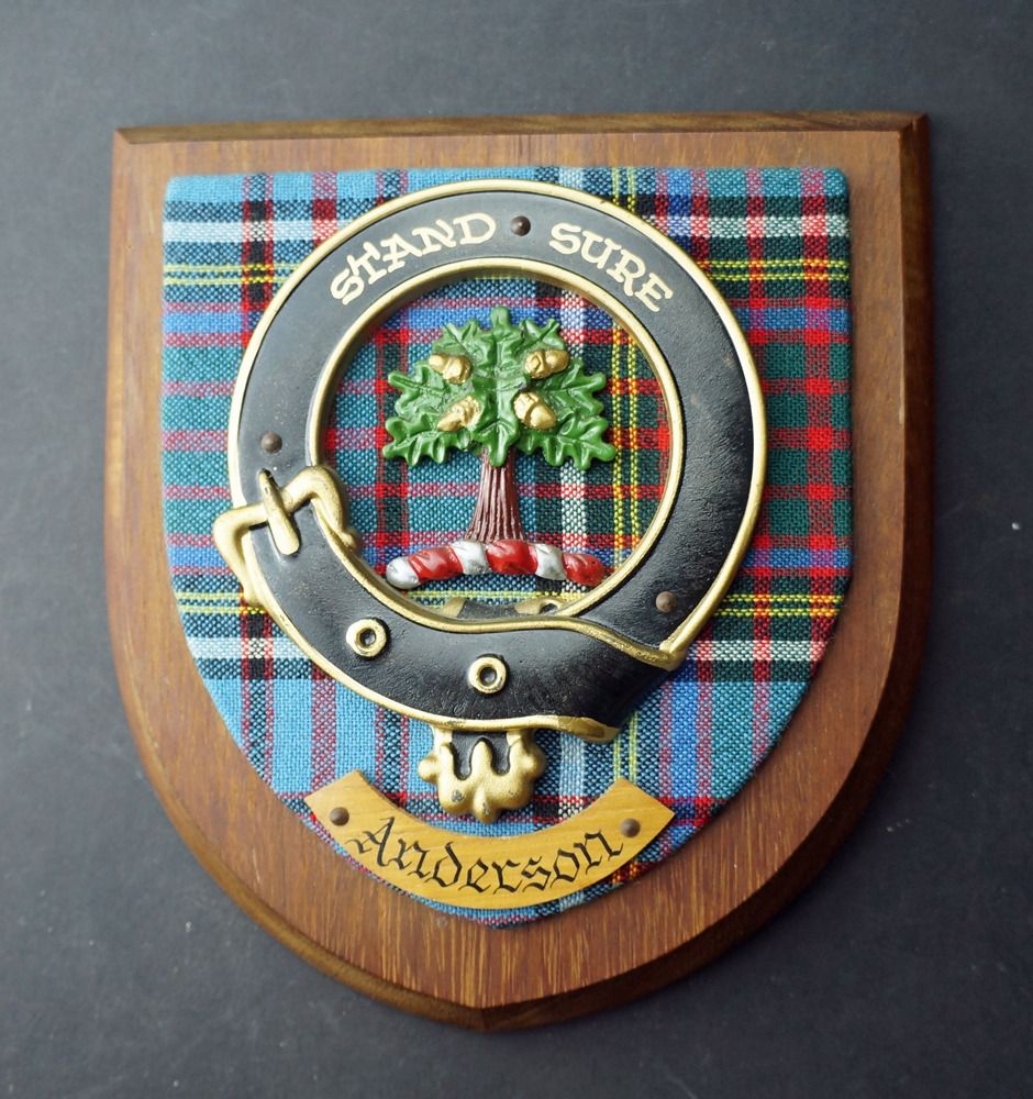 Clan Anderson Crest Wall Plaque, Stand Sure Hardwood Teak? Heraldic