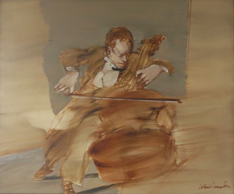 Claude Weisbuch Violoncelliste Oil On Canvas Delf Frame Musician ワイズバッシュ クロード Ebay